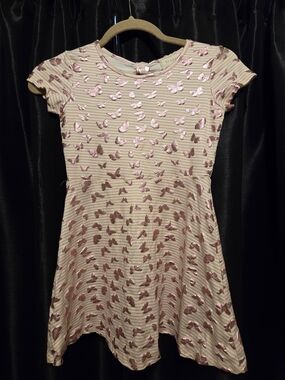 btween Pink Striped Dress with Metallic Rose Accents